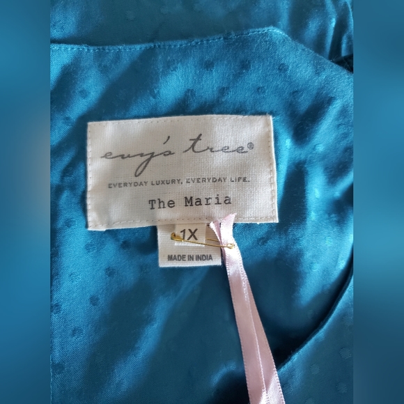 Evy's Tree The Maria Blue Midi Shirt Dress Women's Size 1X NWT Boho Chic - Picture 8 of 12